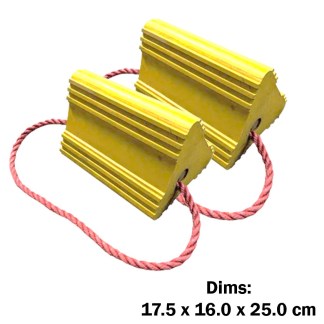 Helicopter Wheel Chocks - Yellow (1 pair) (Dims: 17.5 x 16.0 x 25.0 cm)