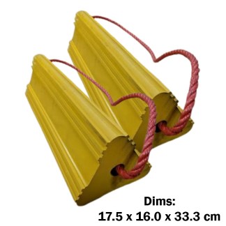 Helicopter Wheel Chocks - Yellow (1 pair) (Dims: 17.5 x 16.0 x 33.3 cm)
